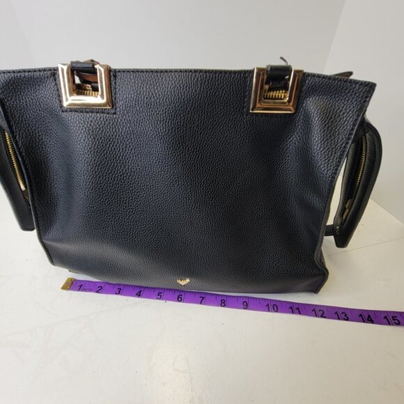 Black Shoulder Handbag with Long Handle Strap - Picture 15 of 16